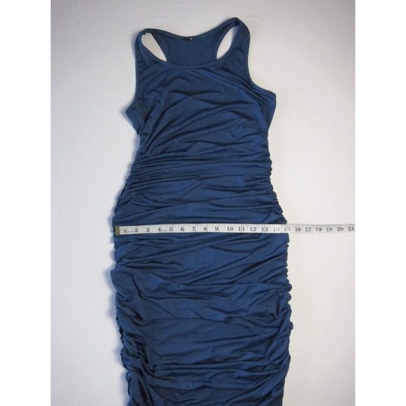 Zeagoo Prussian Blue Ruched Bodycon Stretch Sleeveless Midi Dress Size M - Picture 8 of 9